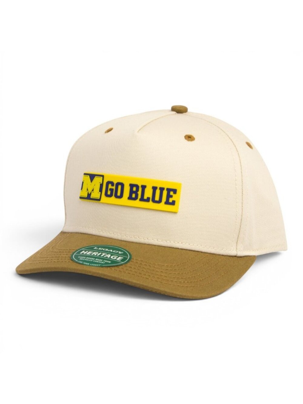 Michigan Wolverines GO BLUE Maize 3D Snapback Twill Cap- Stone/ Brown